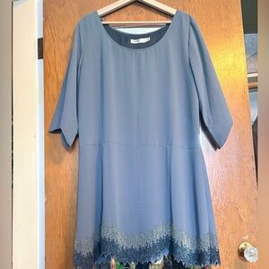 Simons Blue Dress with Beautiful Beaded Hem